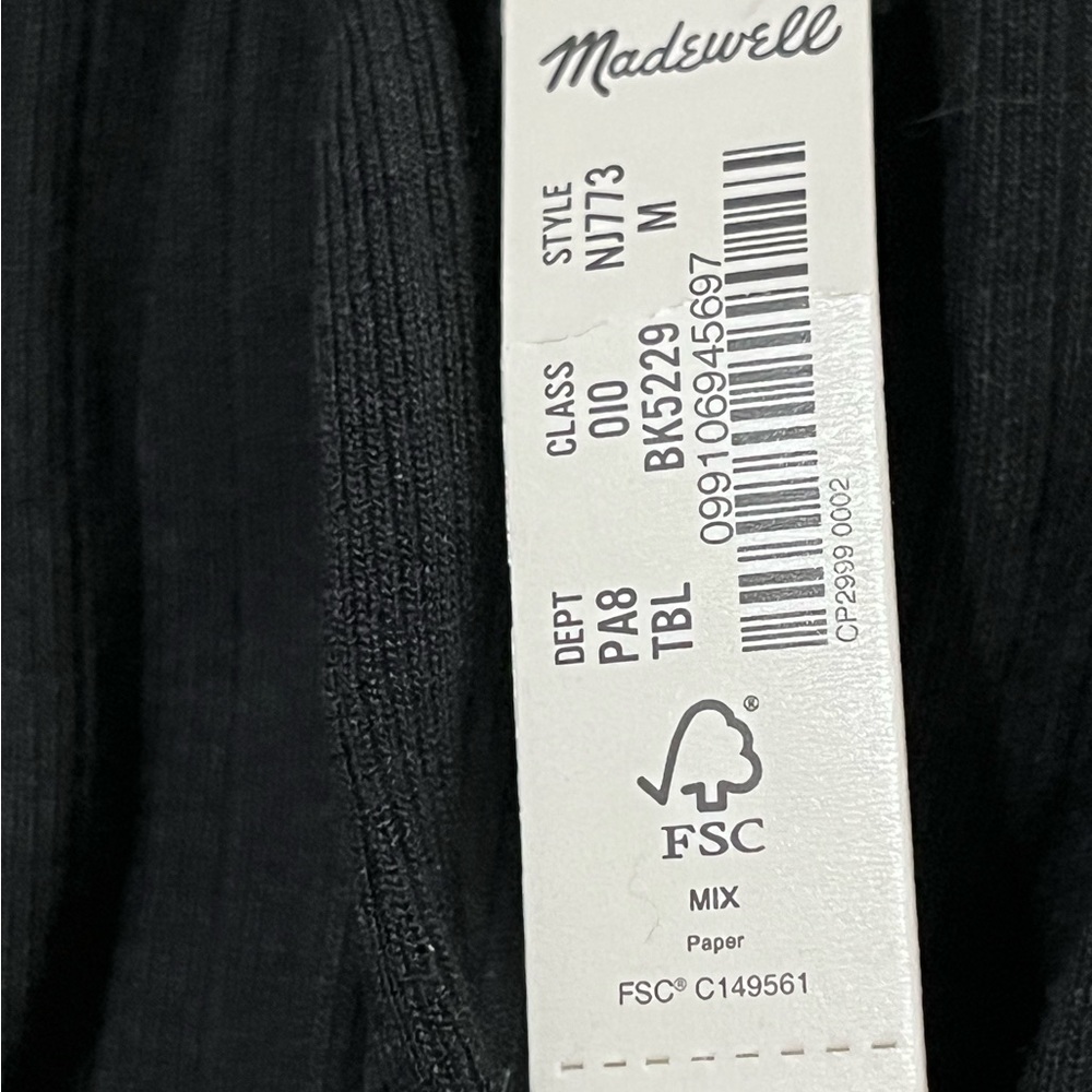 Madewell Ribbed Square-Neck Long-Sleeve Top M - Picture 5 of 10